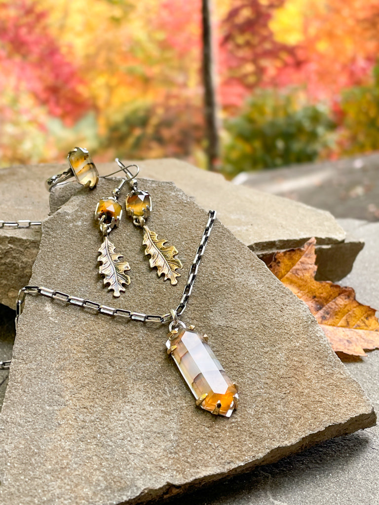 Montana Agate and Maple Pendant