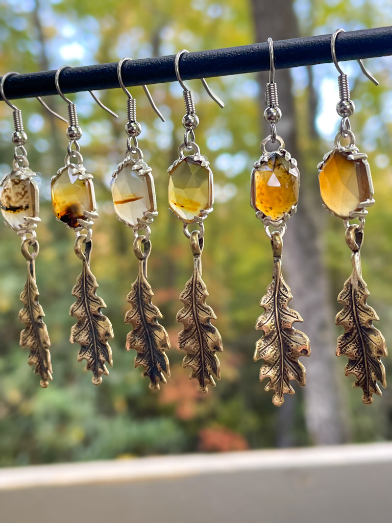 Montana Agate Oak Leaf Earring