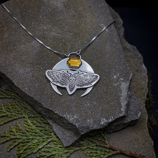 Death Head Moth and Citrine Necklace