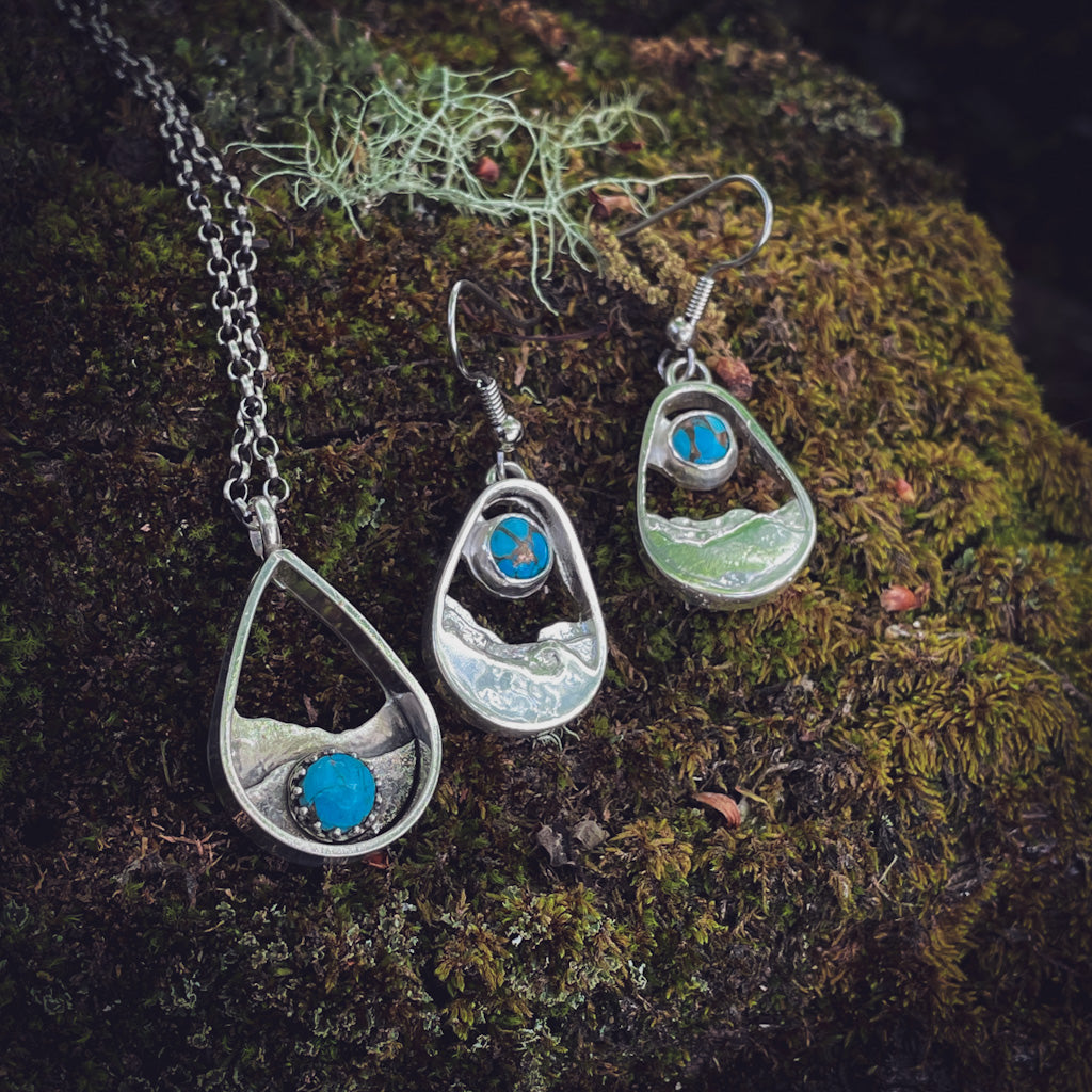 Turquoise Mountain Ridge Necklace & Earrings