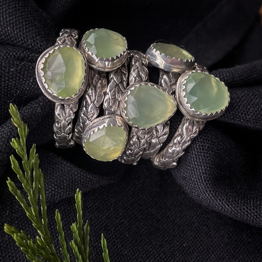 Prehnite Cedar Sprig Ring